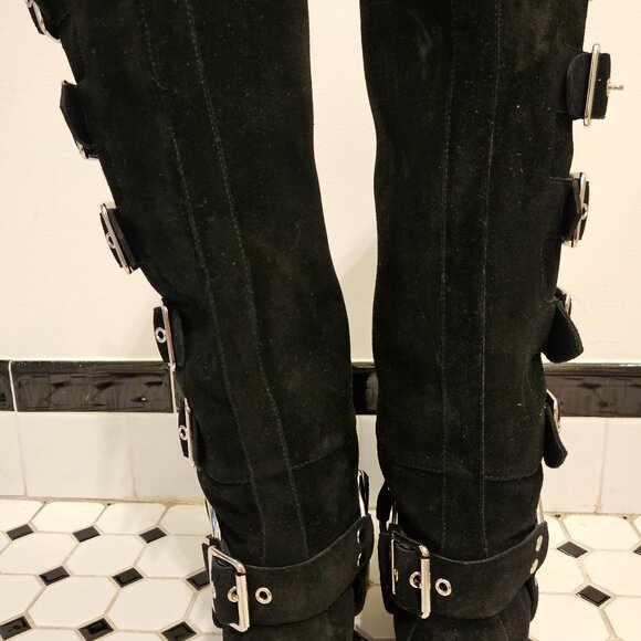 JEFFREY CAMPBELL Trouble Buckle Boot In Black Suede Silver Size 8.5 - Picture 11 of 14